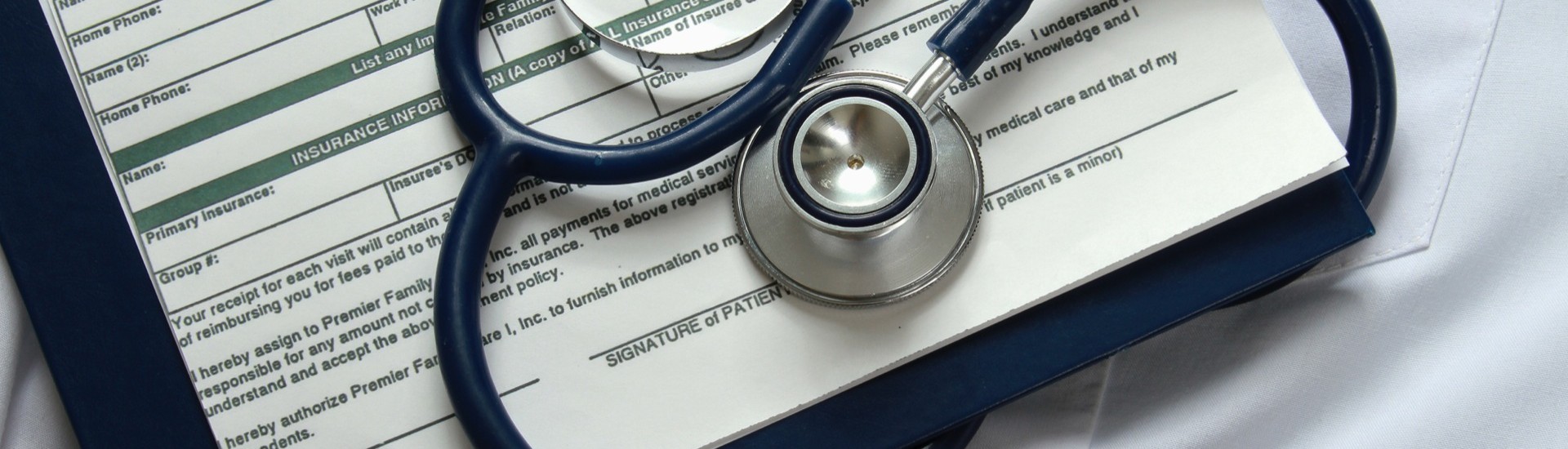 Doctor's stethoscope on the form